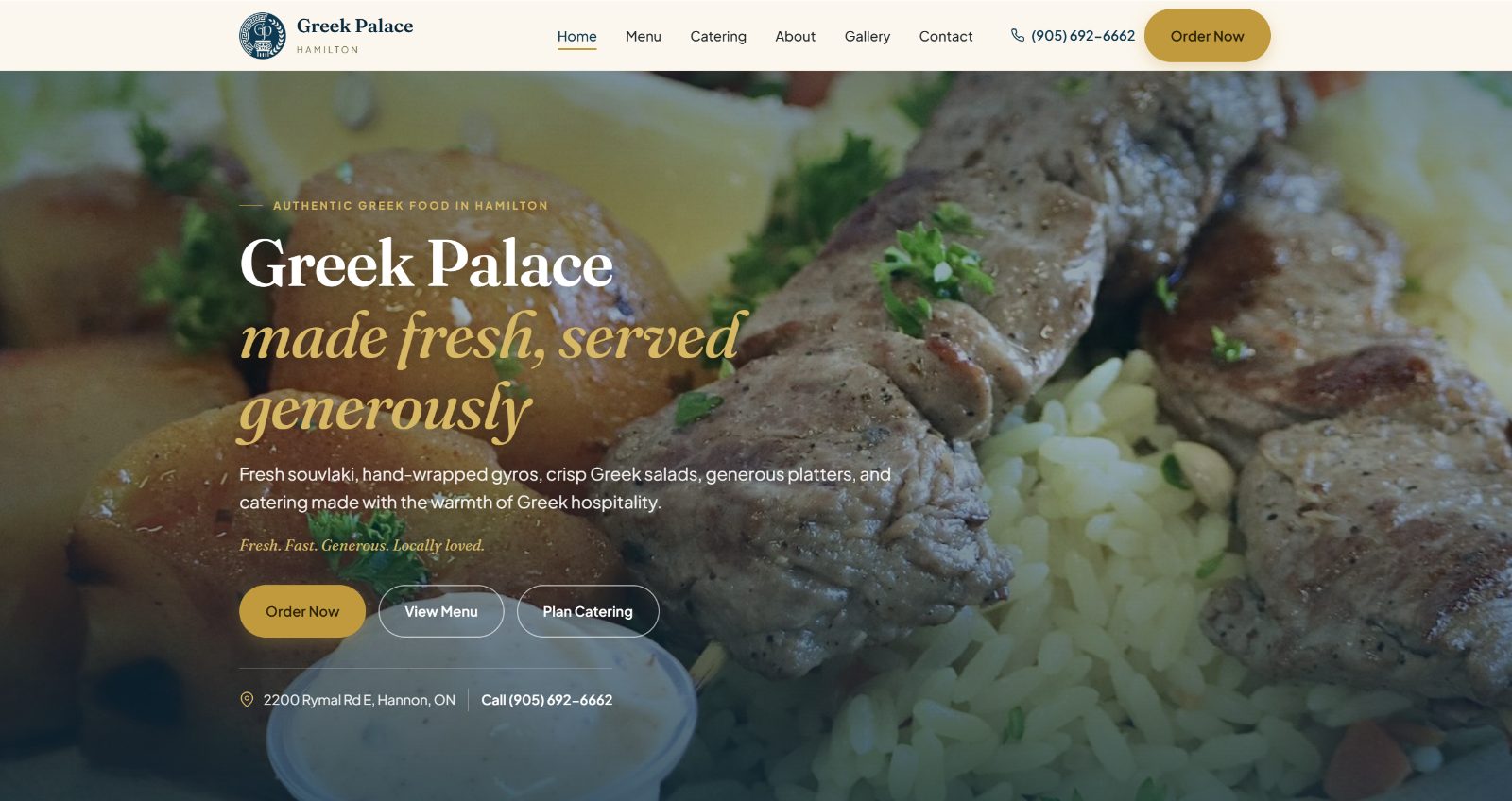 Greek Palace website · homepage hero