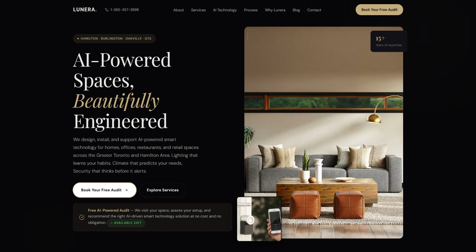 Lunera Smart website · homepage hero
