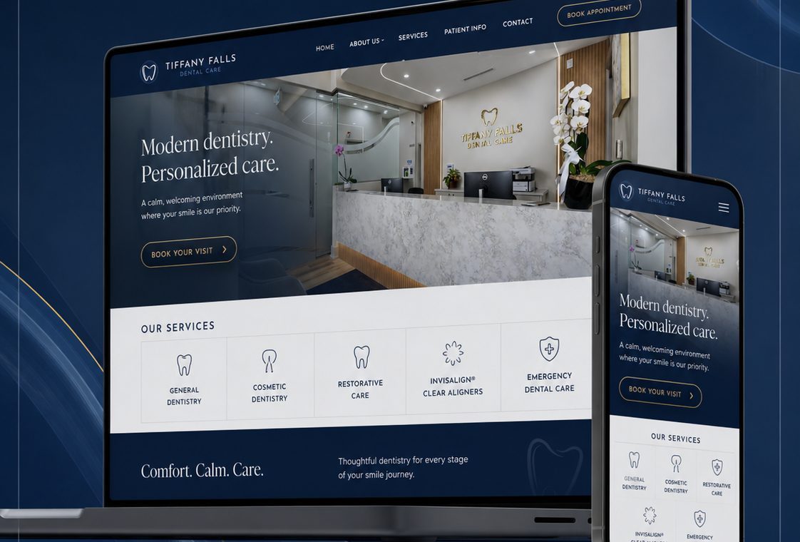 Tiffany Falls Dental Care website on laptop and mobile