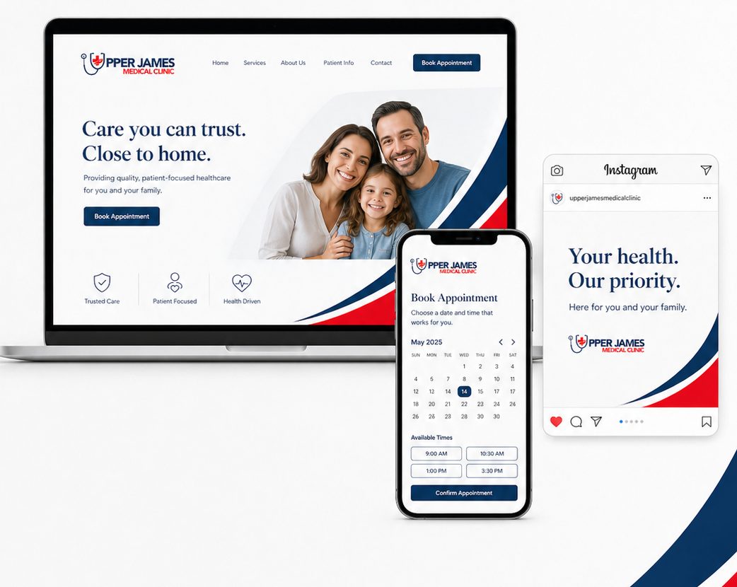 Upper James Medical Clinic · website, mobile booking flow, and Instagram presence