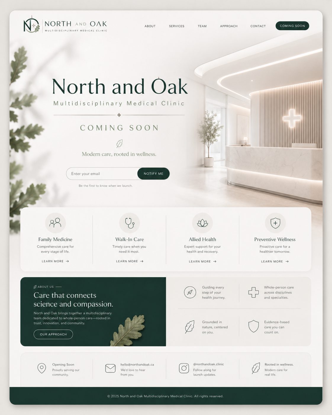 North & Oak Multidisciplinary Medical Clinic website concept
